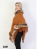 Poncho W/ Brown Fur Trim and Tassels